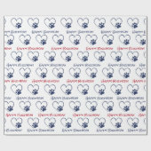 Birthday Paw Print met harten Cadeaupapier (Vlak)
