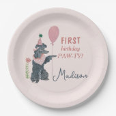 Birthday Paw-ty schattige puppy dog Papieren Bordje (Voorkant)