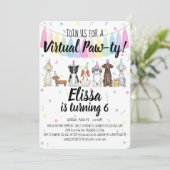 Birthday Pawty, meisje met virtuele puppy Dog Kaart (Staand voorkant)