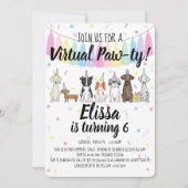 Birthday Pawty, meisje met virtuele puppy Dog Kaart (Voorkant)