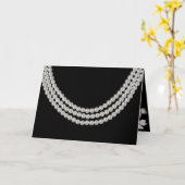 Birthday-Pearl ketting op zwart Kaart (Gele Bloem)