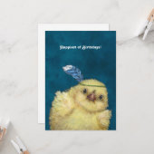 Birthday Peep-platte kaart (Voorkant / Achterkant in situ)