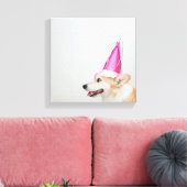 Birthday Pembroke Welsh Corgi Dog Canvas Afdruk (Insitu (Woonkamer))