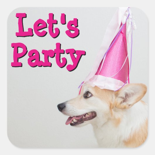 Birthday Pembroke Welsh Corgi Dog Vierkante Sticker (Voorkant)