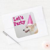Birthday Pembroke Welsh Corgi Dog Vierkante Sticker (Envelop)