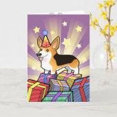 Birthday Pembroke Welsh Corgi Kaart (Gele Bloem)