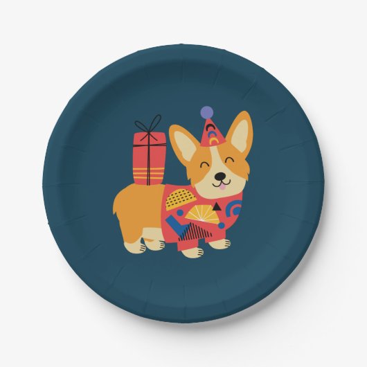 Birthday Pembroke Welsh Corgi Papieren Bordje (Voorkant)