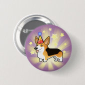 Birthday Pembroke Welsh Corgi Ronde Button 5,7 Cm (Voorkant /achterkant)