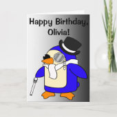 Birthday Penguin Black en White  Kaart (Voorkant)