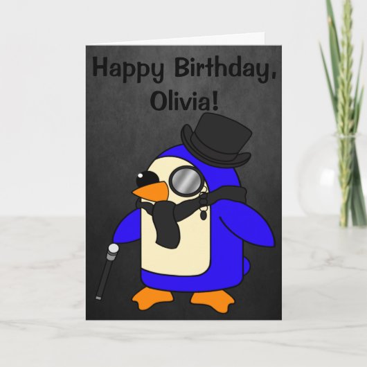 Birthday Penguin Black Stone  Kaart (Voorkant)