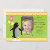 Birthday Penguin Foto Uitnodiging (Voorkant)