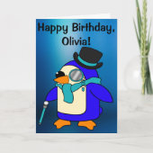 Birthday Penguin Frosty Blue  Kaart (Voorkant)