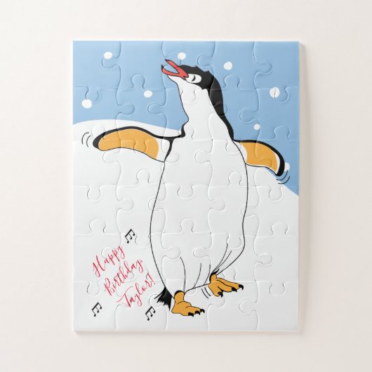 Birthday Penguin Jigzaag Puzzle Legpuzzel (Verticaal)