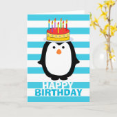 Birthday Penguin Kaart (Gele Bloem)