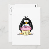 Birthday Penguin met Cupcake Briefkaart (Voorkant / Achterkant)