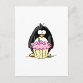 Birthday Penguin met Cupcake Briefkaart (Voorkant)