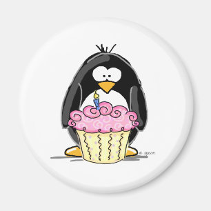 Birthday Penguin met Cupcake Magneet