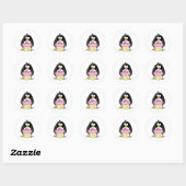 Birthday Penguin met Cupcake Ronde Sticker (Vel)