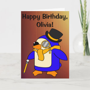 Birthday Penguin Sunny Yellow Kaart