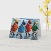 Birthday Penguins Ice Skating On an Arctic Lake Kaart (Gele Bloem)