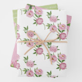Birthday Peony Wrapping Paper Flat Sheet Set van 3 (In situ)