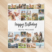 Birthday Personalized 24 Photo Collage Fleece Deken