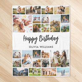 Birthday Personalized 24 Photo Collage Fleece Deken