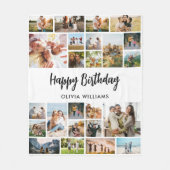 Birthday Personalized 24 Photo Collage Fleece Deken (Voorkant)