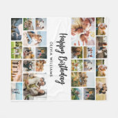 Birthday Personalized 24 Photo Collage Fleece Deken (Voorkant (Horizontaal))