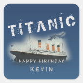 Birthday Personalized Titanic Vierkante Sticker (Voorkant)