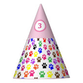 Birthday Pet Dog schildert Patroonroze Feesthoedjes (Voorkant)