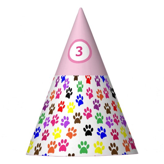 Birthday Pet Dog schildert Patroonroze Feesthoedjes (Voorkant)