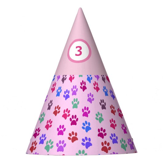 Birthday Pet Dog schildert roze patroon Feesthoedjes (Voorkant)