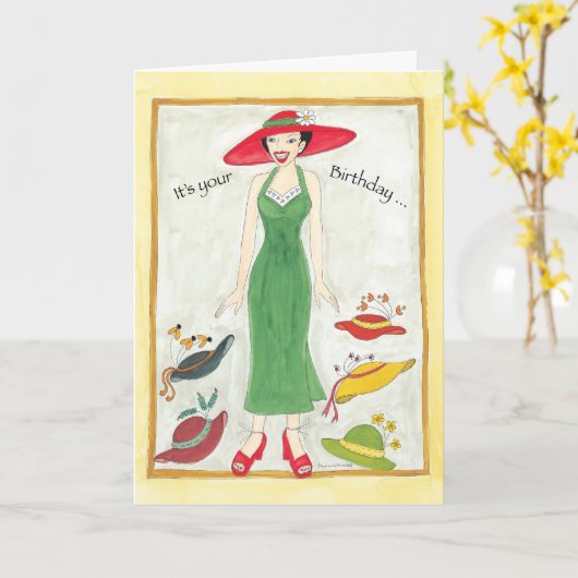 Birthday Pet Girl Card Kaart (Gele Bloem)