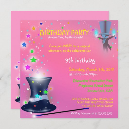 Birthday Pet Magical Magicians Kaart (Voorkant / Achterkant)