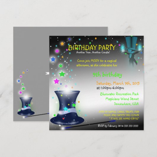 Birthday Pet Magical Magicians Kaart (Voorkant / Achterkant)