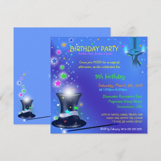 Birthday Pet Magical Magicians Kaart (Voorkant / Achterkant)