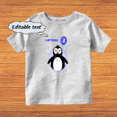 Birthday pguin aangepaste tekst blauw drie jaar ou kinder shirts