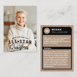 Birthday Photo & All-Star Grandma Baseball Kaart