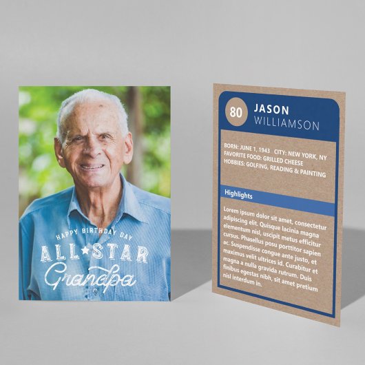 Birthday Photo All-Star Grandpa Baseball Kaart