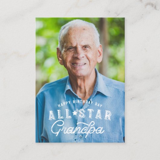 Birthday Photo All-Star Grandpa Baseball Kaart (Voorkant)