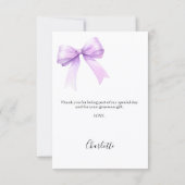 Birthday photo bow lavender bedankkaart (Achterkant)
