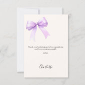 Birthday photo bow lavender ivory bedankkaart (Achterkant)