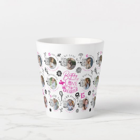  Birthday Photo Collage For Daughters Latte Mok (Voorkant)