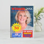 Birthday PHOTO Invitation- Magazine Hoesje Kaart (Staand voorkant)