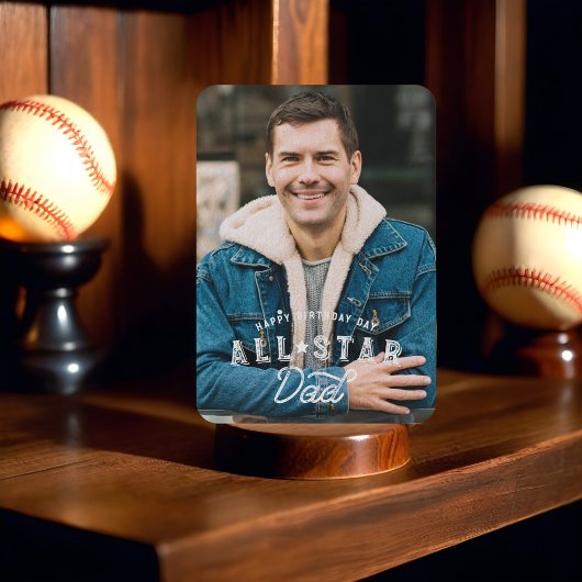 Birthday Photo & Stats All-Star Dad Baseball Kaart