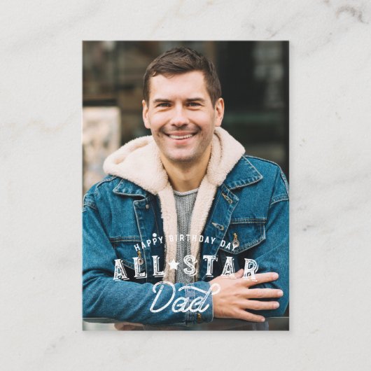 Birthday Photo & Stats All-Star Dad Baseball Kaart (Voorkant)