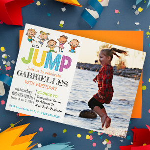 Birthday Photo Trampoline Party Invitation Kaart