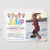 Birthday Photo Trampoline Party Invitation Kaart (Voorkant)