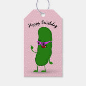 Birthday Pickle met roze bril Cadeaulabel (Voorkant)